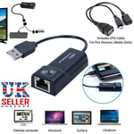 LAN Ethernet Connector + OTG USB Cable Adapter Set for Amazon Fire Stick 4K TV