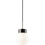Pendellampa Emma svart, med svart kabel blank opal E27
