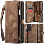 CaseMe Multi-Slot 2 i 1 Plånboksfodral Galaxy S24 Brun