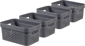Curver Infinity Dots Set of 4 Rectangular 100% Recycled Small Storage Boxes 4.5 