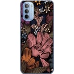Motorola Moto G31 Transparent Mobilskal Tecknade blommor