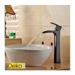 Ideko - Robinet de salle de bains Mitigeur lavabo de haut Bronze huile Noir cascade robinet d'evier