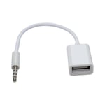 AUX vers USB 3,5 mm male prise jack audio auxiliaire vers USB 2.0 femelle convertisseur cable cordon convertisseur de cable pour voiture blanc (la voiture a besoin de la fonction de décodage MP3)