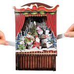 Paper Theatre Santa & Friends 3D Pop Up Christmas Greeting Card By Alljoy Cards