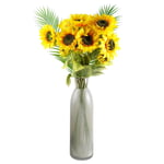 Artificial Flower Arrangement 100cm Yellow Artificial Sunflower Arrangement in Glass Vase