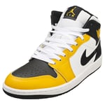 Nike Air Jordan 1 Mid Mens Yellow White Black Fashion Trainers - 7.5 UK