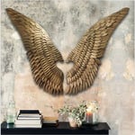 XYYMC Wall Sculptures Retro Iron Wing Wall Decoration Large Angel Wings Wall Mounted Bar Loft Industrial Style Three-dimensional Wall Decoration for Home, Living Room, Bedroom,bedside (L)