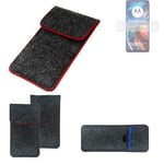 Protective cover for Motorola Moto E32 dark gray red edges Filz Sleeve Bag Pouch