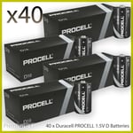 40 x Duracell D Size Procell Industrial Alkaline Batteries LR20 MN1300 D Cell UK