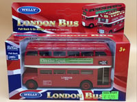 London Bus Pull Back Model Kids Toy Die Cast Metal Welly New Boxed Double Decker