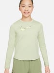 Nike Junior Girls One Long-sleeve Top - Green, Green, Size Xl=13-15 Years