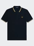 Fred Perry Men's Twin Tipped Fred Perry Shirt in Navy / Ecru / Golden Hour