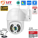 5MP FullHD Smart WIFI Calving Camera Outdoor PTZ IP Dome CCTV Home Security 32GB