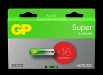 GP Super Alkaline AA-batteri, 15A/LR6, 16-pakning
