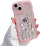 Faneiy Compatible for Iphone 13 Mini Case Matte Clear Flower Cute Wavy Phone Cas