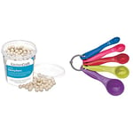 KitchenCraft Ceramic Baking Beans for Pastry, 500 g (1 lb) & Colourworks 5 Piece Measuring Spoon Set