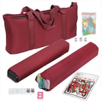 American Mahjong Set, Mah Jongg with 166 Premium White Tiles, 4 All-In-One Rack/Pushers, Random Chips, 3 Dice And A Wind Indicator, Red Canvas Bag