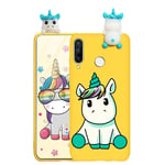 ZhuoFan Case for Samsung Galaxy A20e - Cute 3D Funny Cartoon Character Soft TPU Silicone Samsung A20e Cover Phone Case for Kids Girls, Shockproof Slim Yellow Unicorn Skin Shell
