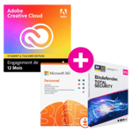 Pack Adobe Creative Cloud All Apps - Etudiants/Enseignants + Microsoft 365 Personnel + Bitdefender Total Security - 3 appareils - Renouvellement 1 an