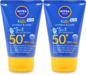 Nivea Sun Suncream Lotion SPF50+ Kids Protect & Care Pocket Size 50ml X 2