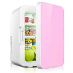 FENGCLOCK Mini Fridge Freezer for Bedroom under Counter Fridge Freezer, Portable Compact Personal Refrigerator, Food Heater Beverage Cooler for Bedroom And Small Office Space AC+DC by ESXIOLLY,Pink