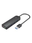 Vention USB 3.0 hub with 3 ports sound card and power supply 0.15m black USB Hub - USB 3.0 - 3 porte - Svart