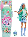 Barbie Poupée Pop Reveal série Bubble Tea avec Accessoires et Animal Parfum thé Vert, 8 Surprises Dont Un Changement de Couleur, Un gobelet avec Rangement, HTJ21