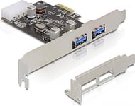 DeLOCK PCIe x1 kort, USB 3.0, 2xTyp A portar(2 ext), molex-ström