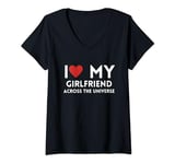 Womens Star-Crossed Lovers I love my girlfriend across the universe V-Neck T-Shirt