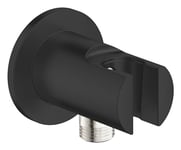 GROHE Vitalio Universal Wall Union with Shower Outlet Elbow 1/2 Inch and Wall Holder Male Thread for Hand Showers, Matt Black, 269622431