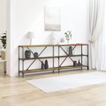 Konsolbord Gamla Trä 200x30x75 cm Ingenjörsträ och Stål