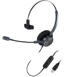 MAIRDI PC Headset with Microphone Noise Cancelling Single-sided, USB Headset with Volume Control for Office Call Centers Skype for Business Microsoft Teams, Light Weight and Comfortable