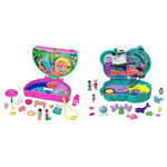 Polly Pocket Watermelon Pool Party Compact Playset with Scented Feature, 2 Micro Dolls & Otter Aquarium Compact, 2 Micro Dolls, 5 Reveals, 12 Accessories, Pop & Swap Feature, 4 & Up