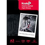 KOALA Inkjet Photo Paper A3 Glossy 100 Sheets 240 GSM for Canon Hp Epson printer
