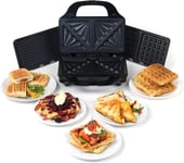 3in1 Snack Maker Deep Fill Waffle Iron Sandwich Panini Press & Toastie Maker 900