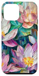 Coque pour iPhone 12 mini Style de peinture à l'huile de fleurs de lotus Art Design