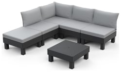 Keter Elements 5 Seater Plastic Garden Sofa Set - Grey