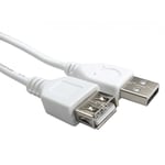 Short 50cm White USB Extension Male to Female PC Laptop Printer Cable 0.5m