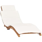Design In - Bain de soleil pliable Chaise de jardin - Transat de jardin avec coussin blanc crème Bois de teck BV501480