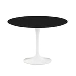 Knoll - Saarinen Round Table - Matbord Ø 107 cm Vitt underrede skiva i Svart laminat - Matbord