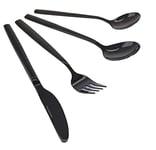 Invero 16 Piece Stylish Stainless-Steel Cutlery Dinner Set - Includes 4x Forks, 4x Knives, 4x Tablespoons and 4x Teaspoons - Black