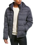 Tommy Hilfiger Men's Hooded Puffer Jacket Down Outerwear Coat, Heather Navy, XXL