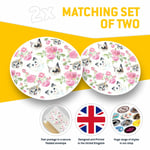 2 x Vinyl Stickers 10cm - Pretty Cat Faces Pink Roses Kitten Cool Gift #15770