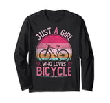 Just A Girl Who Loves Bicycle, Vintage Bicycle Girls Kids Long Sleeve T-Shirt