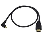 PNGKNYOCN Micro HDMI to HDMI Cable，90 Degree Micro HDMI Male to HDMI Male Adapter Connector Cable Short for Camcorders, HDTV, Tablet（60cm）
