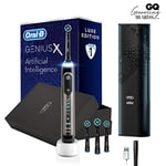Oral-B Genius X Luxe Edition with Artificial Intelligence Anthracite Grey Electric Toothbrush, 4 Toothbrush Heads, Gum Pressure Sensor, Luxury USB Charging Travel Case, UK 2 Pin Plug, Amazon Exclusive