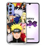 Cokitec Coque Renforcée en Verre Trempé pour Samsung Galaxy A34 5G Manga Naruto Team