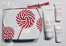 Clarins Skincare Set  Body Lotion +  Scrub & Hand Cream Gift Set Damage Box  New