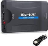 HDMI vers Scart Adaptateur, avec Cable d'alimentation Adaptateur Peritel HDMI, Entr¿¿e HDMI Sortie P¿¿ritel, Sortie P¿¿ritel Vid¿¿o Composite et Audio St¿¿r¿¿o HD, pour Sky HD Blu Ray Apple TV PS3 TV CR
