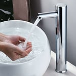 Gojoy - Mitigeur de lavabo avec capteur infrarouge Chrome Robinet - Pour salle de bain - Corps chromé (20 cm)